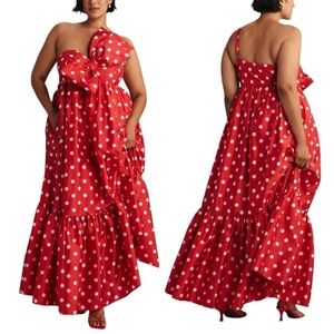 ATSU x ANTHROPOLOGIE Sally Bow Polka Down Maxi Dress Gown